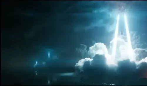 Human spaceship landing